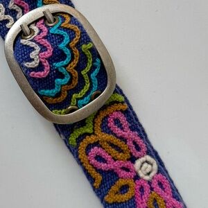 Jenny Krauss Floral Wool Belt Hand Embroidery Flower Power Boho Artisan 70s vibe
